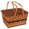 Amish-Made Hand-Woven Picnic Basket Natural Light Stain with Blue Stripe